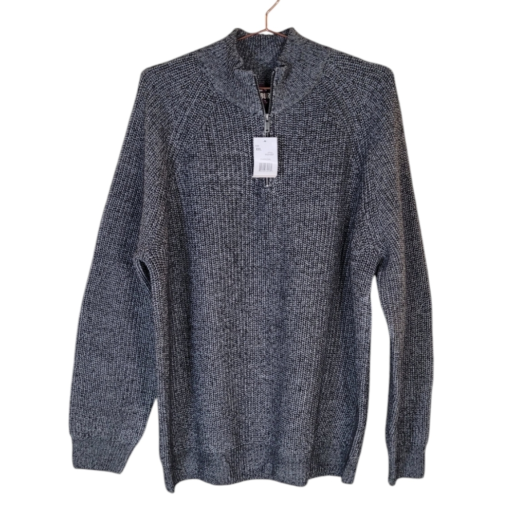 ALESBURY Charcoal Paxton Quarter Zip Sweater Size XXL